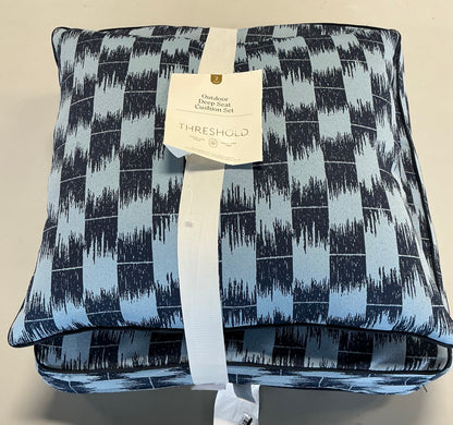 Ikat Woven Deep Seat Cushion Set - Light Blue/Navy - Threshold™ - Damaged Packaging (see pictures) - FOR PICKUP ONLY