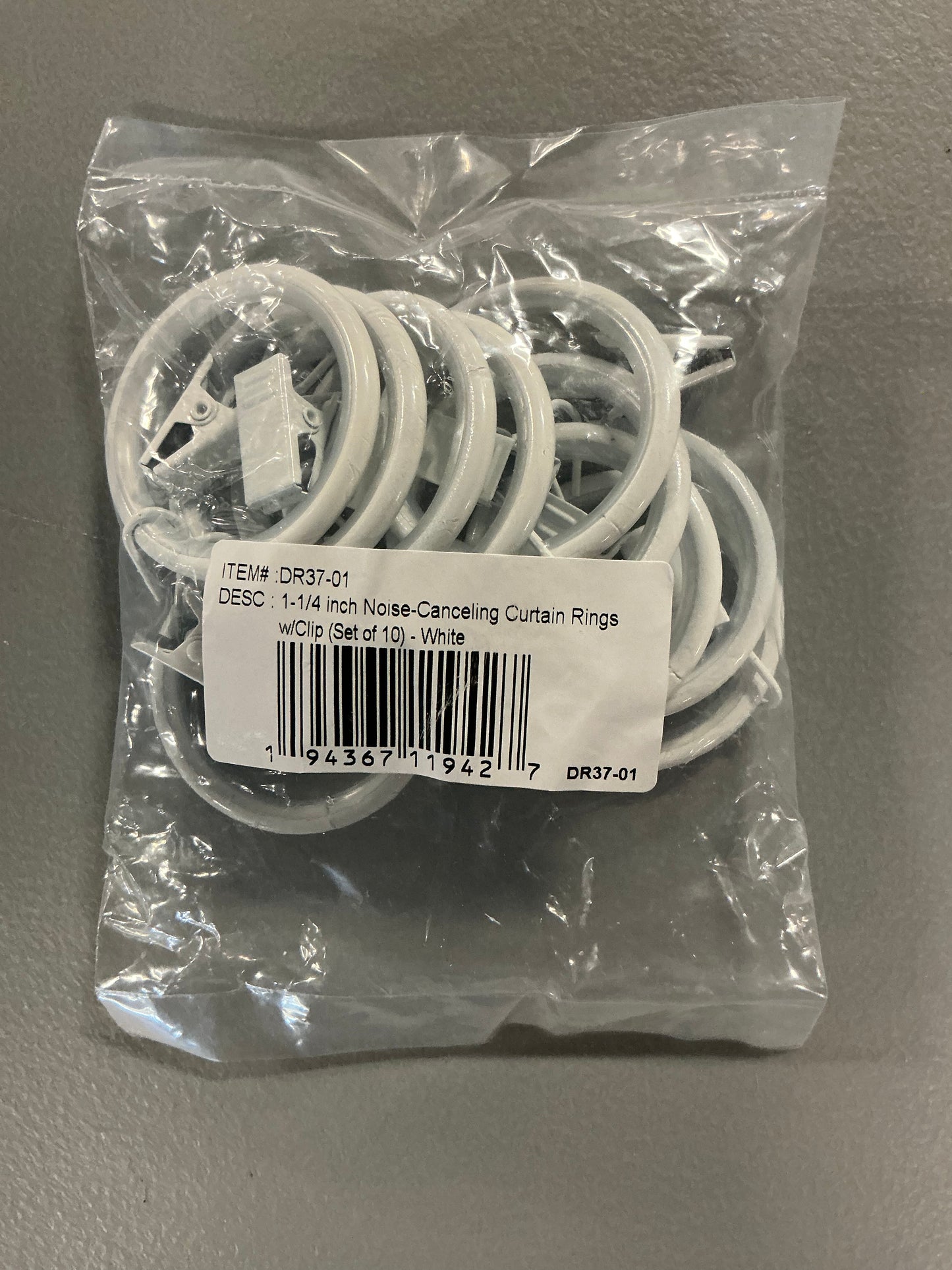 Rod Desyne 1-1/4in Noise-Canceling 10-pc. Curtain Rings- White