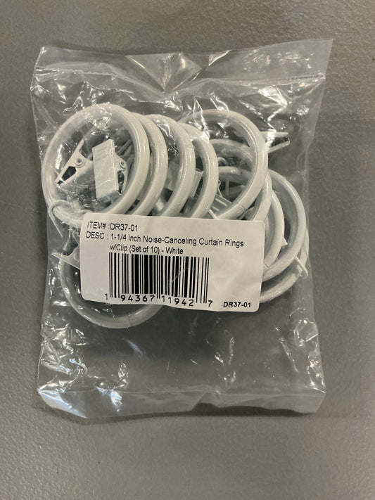 Rod Desyne 1-1/4in Noise-Canceling 10-pc. Curtain Rings- White