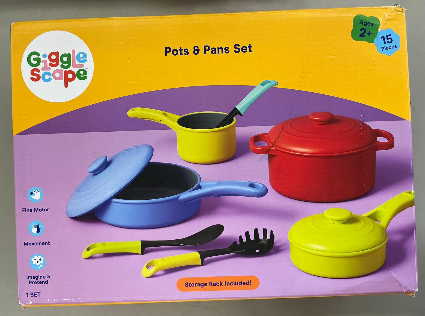 Pots & Pans Set - Gigglescape™: Creativity & Problem Solving, Fine Motor Skills, 16-Piece Plastic Set