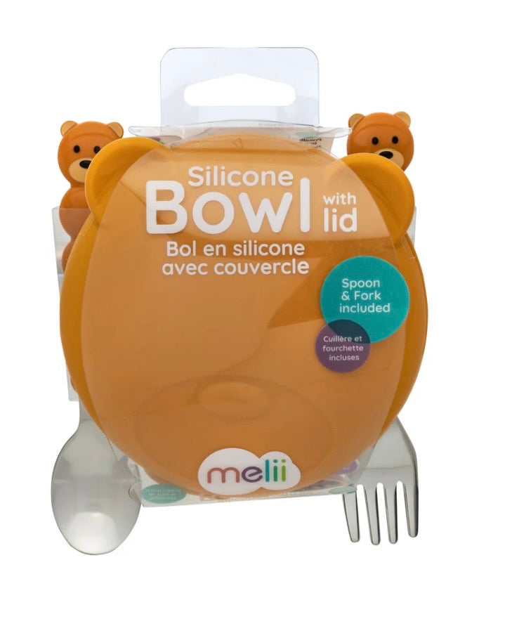 Melii - Silicone Animal Bowls with Lid and Utensils