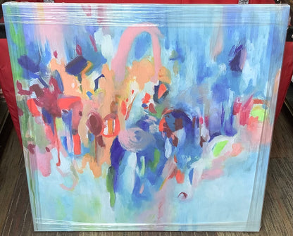 Art Remedy New Sky Blue Abstract Wall Art, 40" x 40", Gallery Wrapped