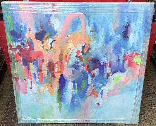 Art Remedy New Sky Blue Abstract Wall Art, 40" x 40", Gallery Wrapped