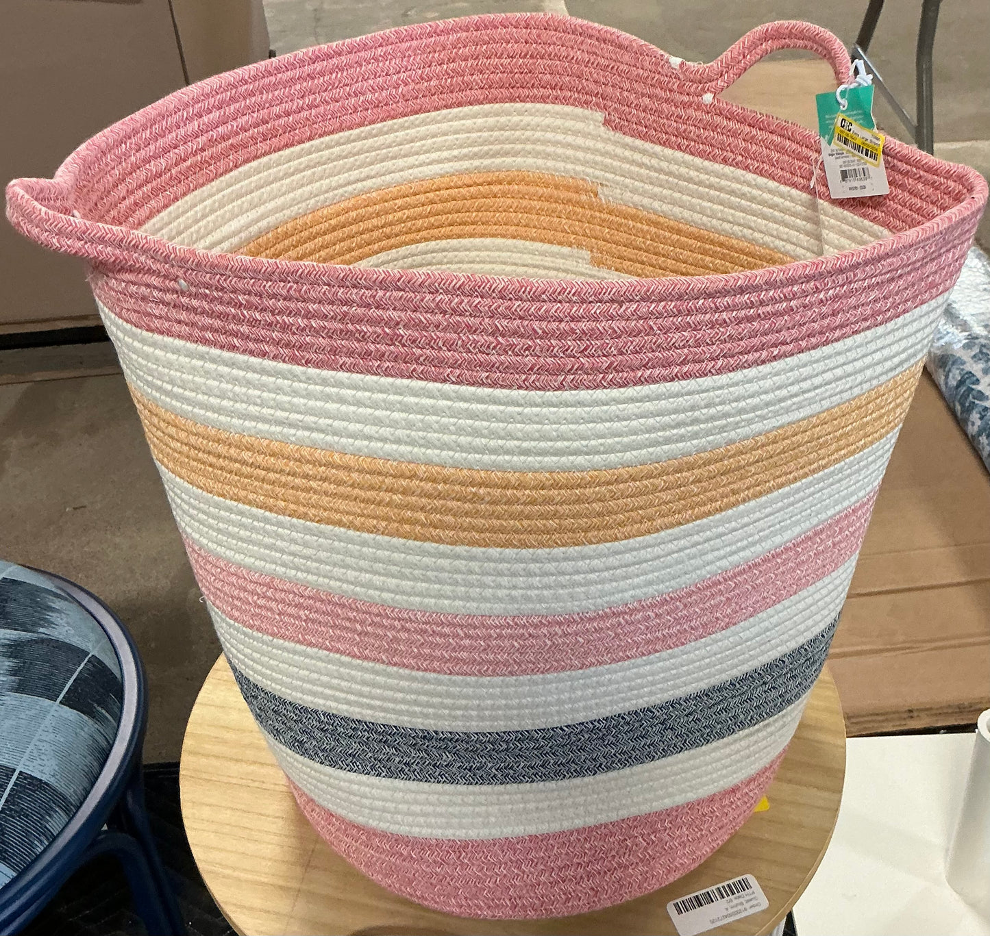 Extra Large Striped Coiled Rope Kids' Storage Bin - Minor Cosmetic Damage (see pictures) - FOR PICKUP ONLY