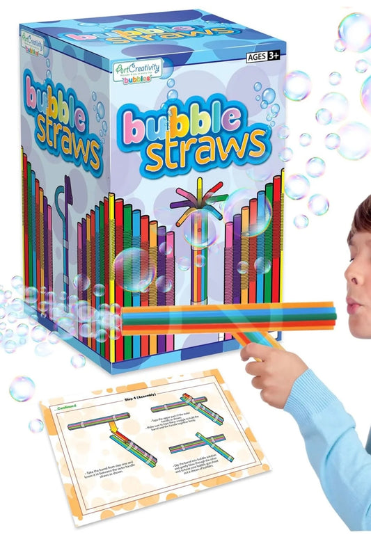 DIY Bubble Wand Craft for Kids - Set of 300 Straws, Bubble Solution and How-to Guide