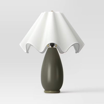 Wavy Shade Collection with Ceramic Base Table Lamp - Green - Threshold™ - MISSING SHADE (see pictures) - Minor Cosmetic Damage from Shipping