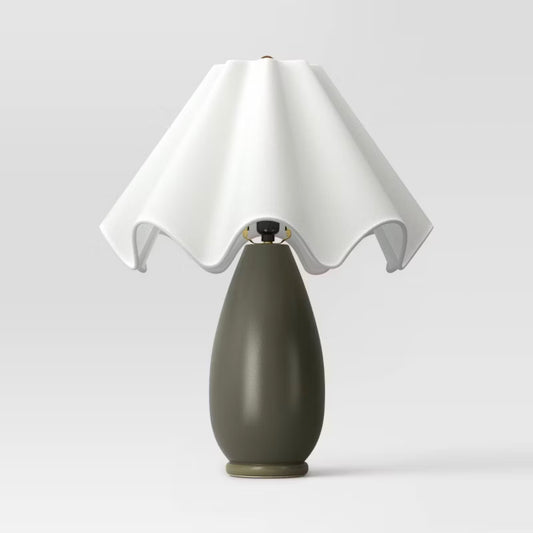 Wavy Shade Collection with Ceramic Base Table Lamp - Green - Threshold™ - MISSING SHADE (see pictures) - Minor Cosmetic Damage from Shipping