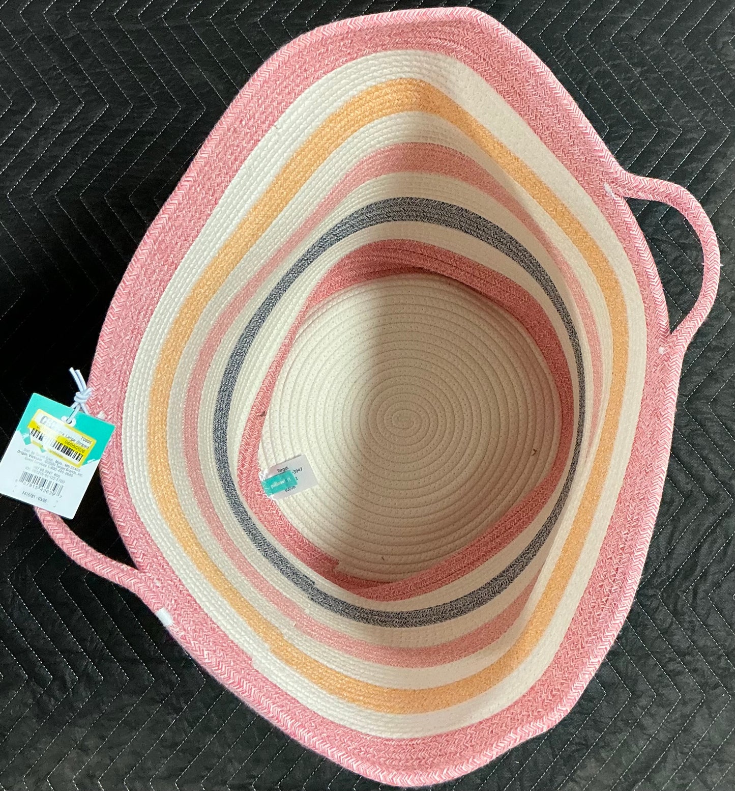 Extra Large Striped Coiled Rope Kids' Storage Bin - Minor Cosmetic Damage (see pictures) - FOR PICKUP ONLY