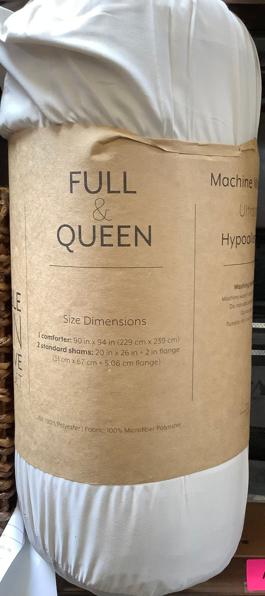 FULL/QUEEN Home Collection Premium Down-Alternative Reversible Comforter Set-Natural