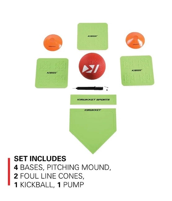Rukket Sports - Portable Travel Backyard Kickball Set, Includes Pump, Ball, 4 piece Base Set, 2 Foul Line Cones