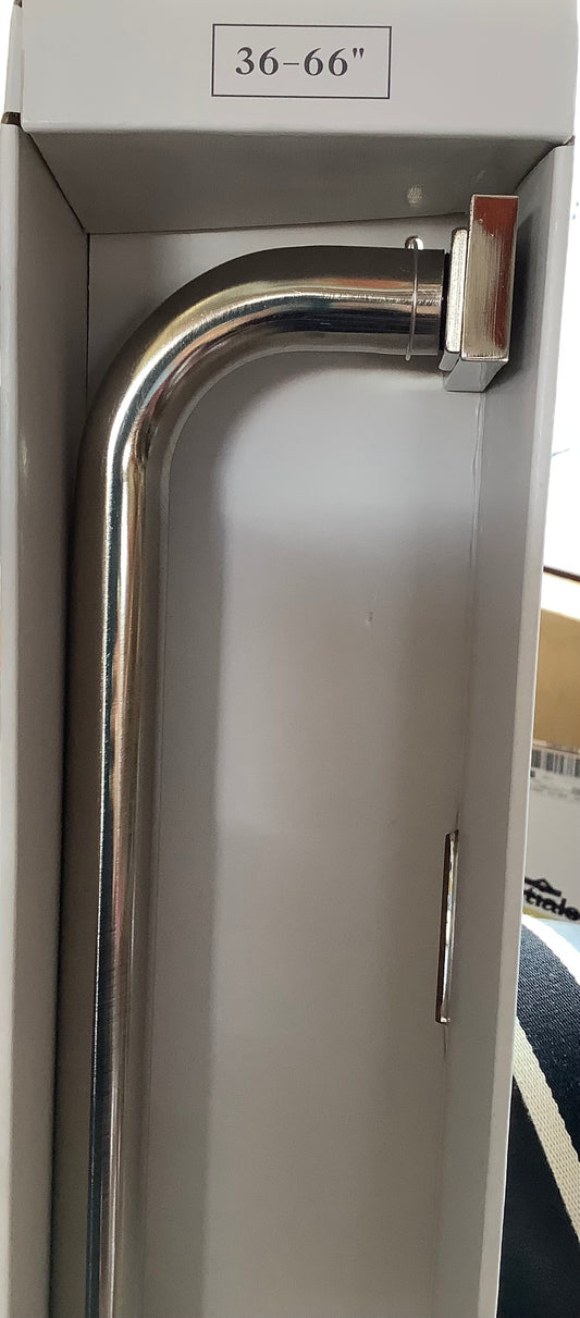 36"-66" French Curtain Rod Brushed Nickel -
Single Steel Rod, 0.875" Diameter, 25lb Capacity, Silver Finish
