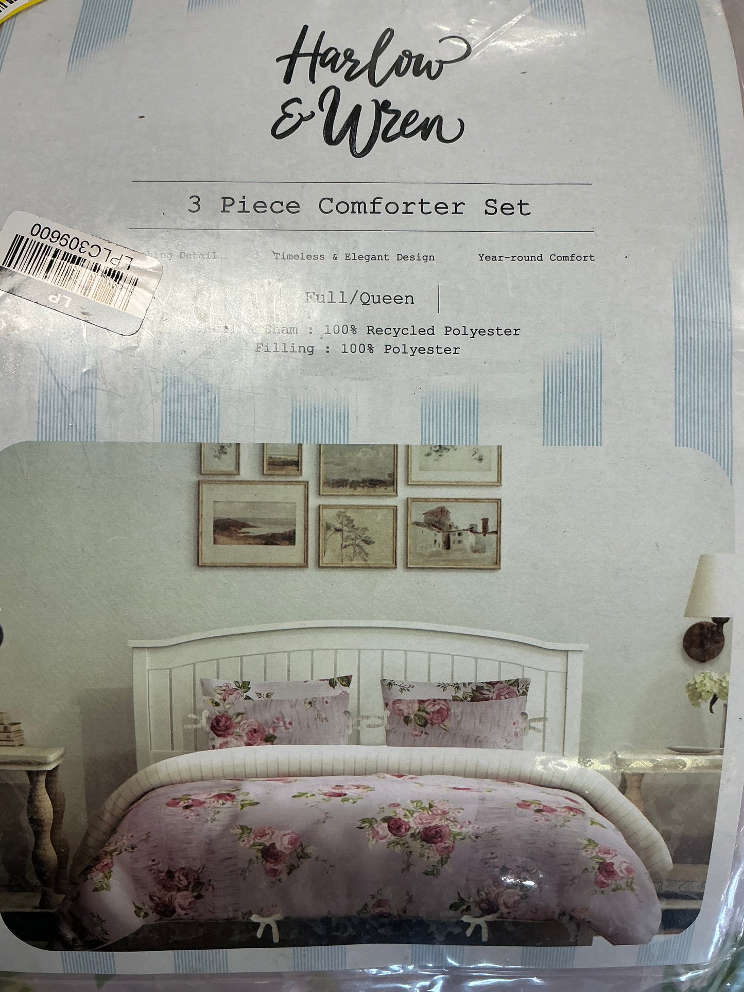 Harlow & Wzen - Ruched Comforter Set - Pink Floral - Repackaged (see pictures) - FOR PICKUP ONLY
