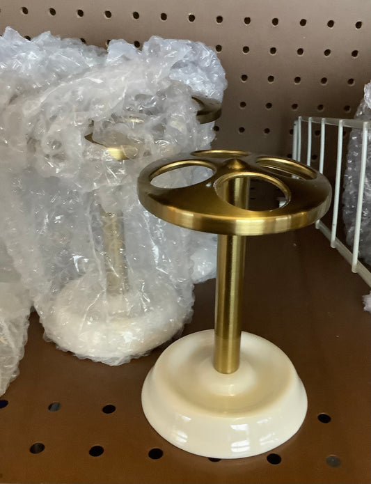 Toothbrush Stand Matte-Ceramic & Steel Bathroom Organizer, Holds Multiple Brushes