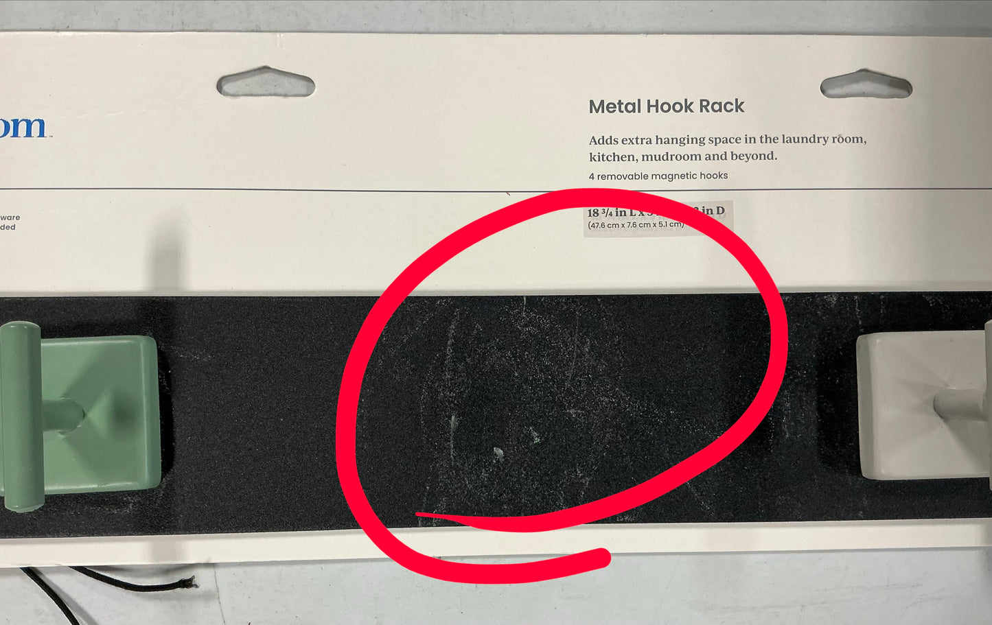 Magnetic Bar - Brightroom™ - Missing 2 Hooks ( see pictures) - Some Slight Cosmetic Damage Due to Shipping