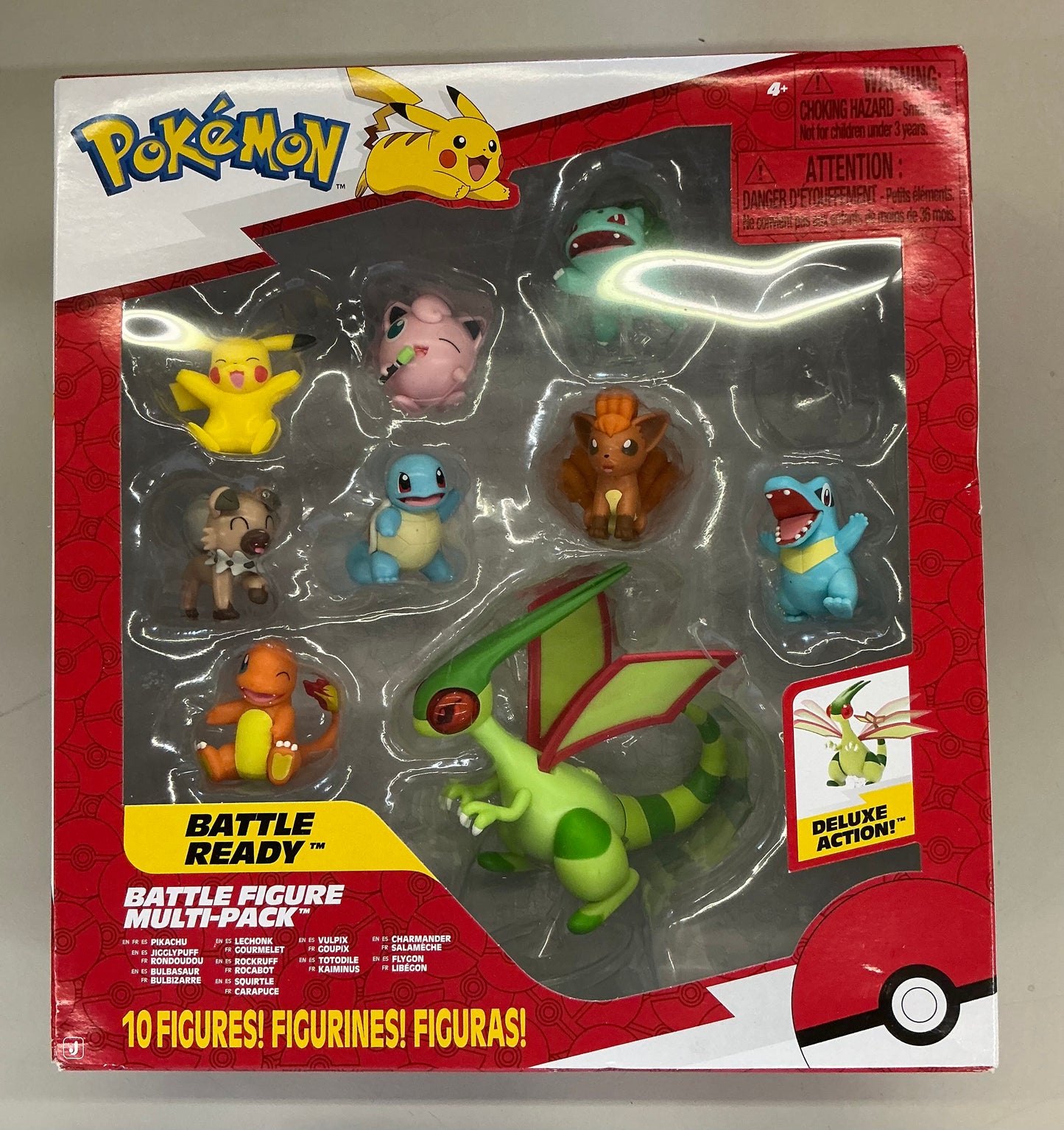Pokémon Battle Figure 10 Pack - One 4.5-Inch Flygon Figure plus eight 2-Inch Battle Figures including Pikachu - AS IS - MISSING LECHONK