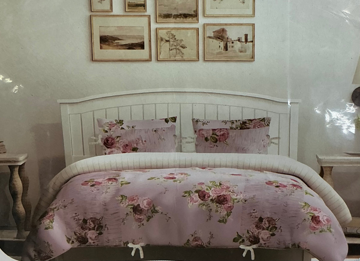 Harlow & Wzen - Ruched Comforter Set - Pink Floral - FILL/QUEEN - FOR PICKUP ONLY