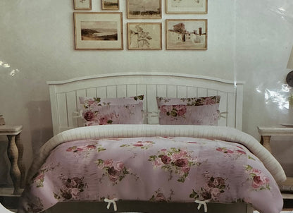 Harlow & Wzen - Ruched Comforter Set - Pink Floral - FILL/QUEEN - FOR PICKUP ONLY