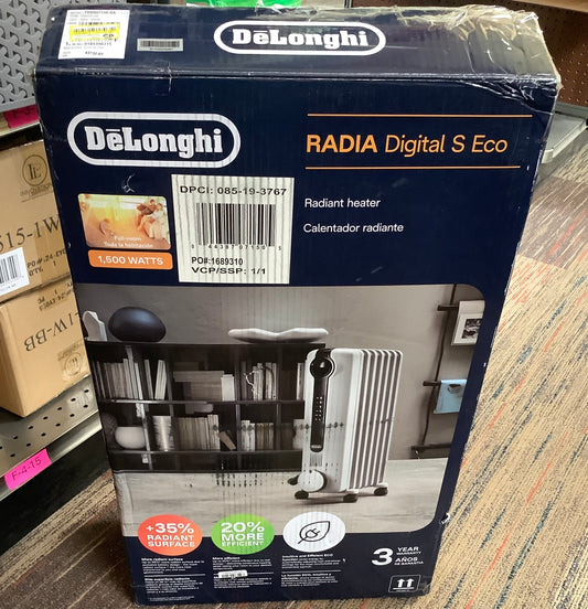 DeLonghi Radiator Heater: Oil Filled, Electric Space Heater, Indoor Use, Programmable Timer, 3 Settings, 1500W, ETL
Listed