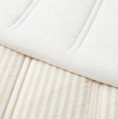 Twin/Twin Extra Long Lofty Microfiber Printed Comforter - Khaki/White Striped - Room Essentials™: Year-Round, Teen-Friendly, OEKO-TEX Certified - Some Dirt From Shipping