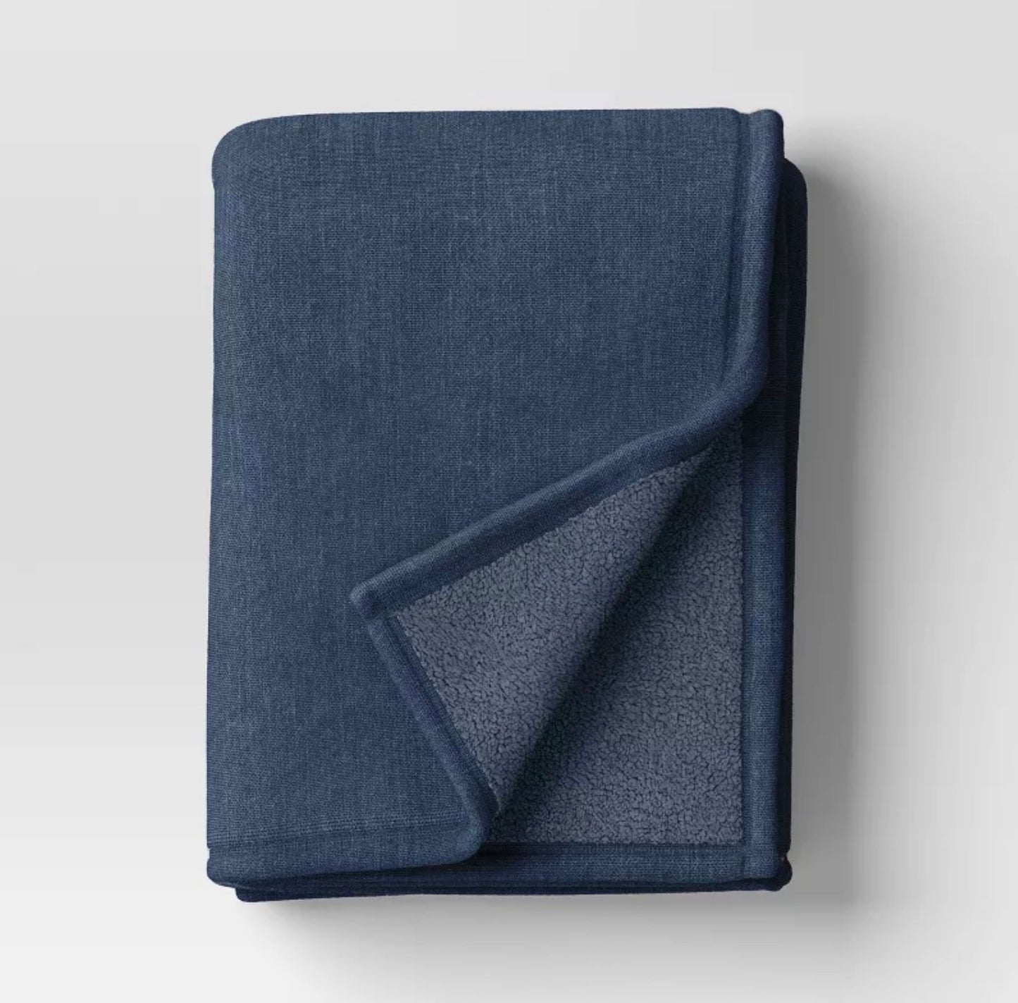 Chenille Throw Blanket with Faux Shearling Reverse Blue - Threshold™: Lightweight, Knitted, 50x70 inches, Machine Washable - Damaged Packaging (see pictures)