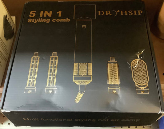 Dryhsip 5-in-1 Hot Air Styler, Curling & Straightening Brush, Negative lon, 3 Heat Settings,