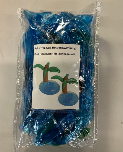 8.5" Inflatable Palm Tree Drink Holder - 6 Pack Drink Floaties Pool-Drink Cup Holder for Swimming Pool-Party Pool Accessories - REPACKED (see pictures)