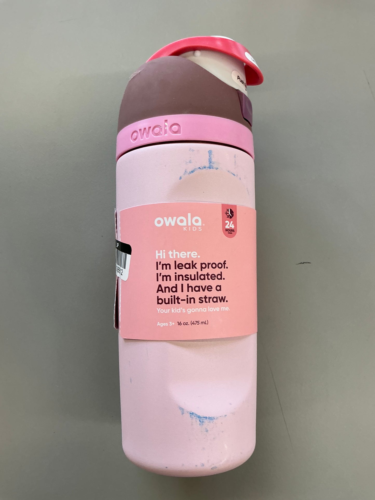 Owala 16 fl oz Kids' Stainless Steel FreeSip Water Bottle - MINOR COSMETIC DAMAGE (see pictures, some may be missing straw)