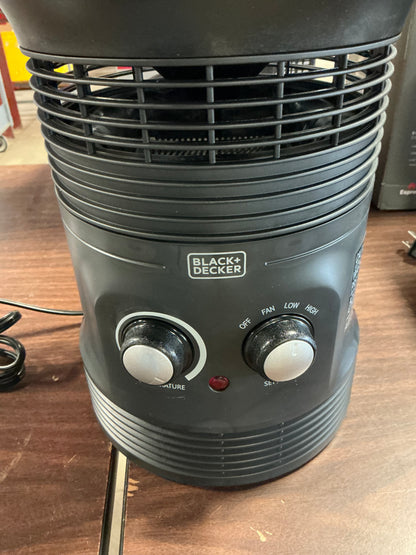 THRIFTY 70 - BLACK+DECKER 360-Degree Surround Heater and Fan Combo, For Desk Use, 2 Heat & Fan Only Settings, Adjustable Thermostat, BHDS156, Black - Open Box - USED (See Pictures)- FINAL SALE- NO RETURNS - AS IS