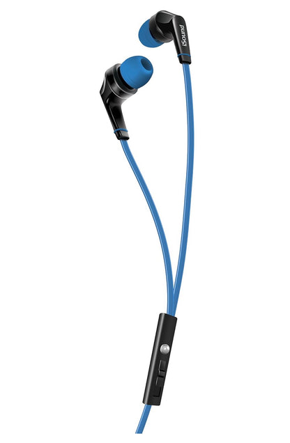 iSound DGHP-5715 ISOUND – EM 55 Earbuds, Tangle Free Flat Cable, In-ear Design That Blocks Outside Noise, Built-in Microphone, Volume Control Slider, Includes a sets of Silicone Tips