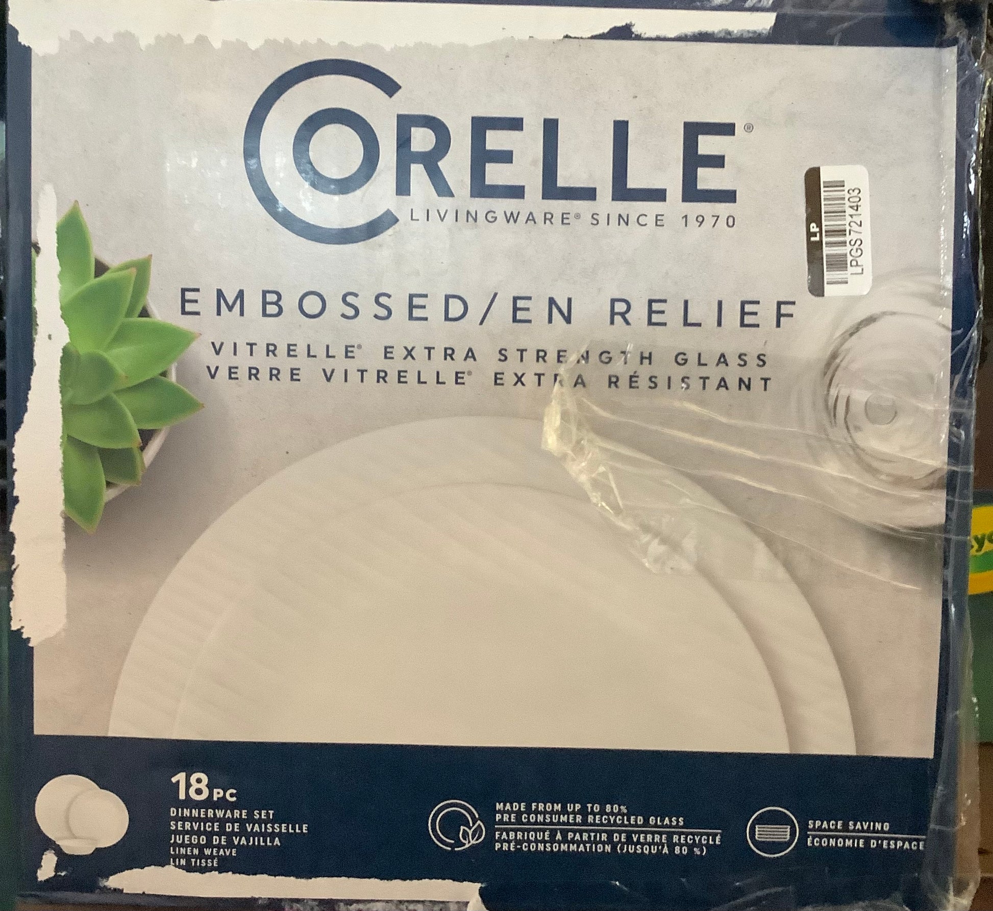 THRIFTY 70-Corelle 18pc Vitrelle Linen Weave Dinnerware Set: Basket We ...