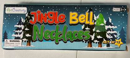 Christmas Jingle Bell Necklaces, Set of 12, Jingle Gold Bell on Red String