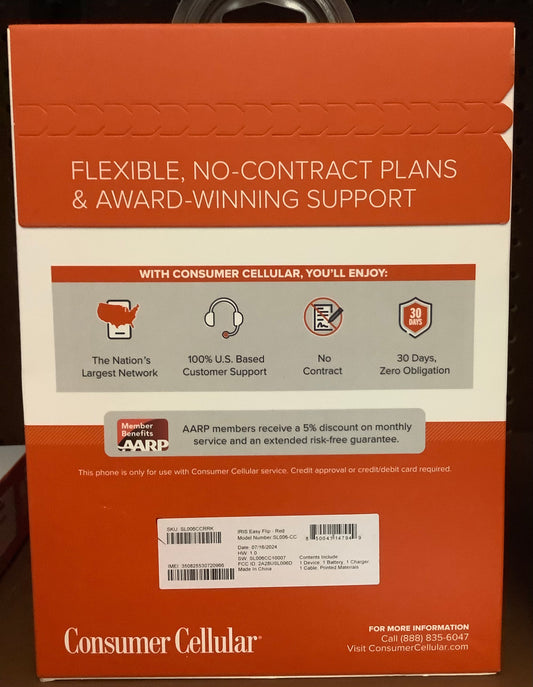 Consumer Cellular Iris Easy Flip (8GB) - Red