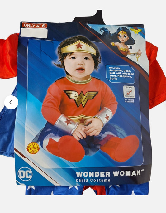 DC Wonder Woman Rubies Infant Costume Size 6-12M Includes: Jumpsuit, Cape, Belt with attached Tutu, Headpiece, Cuffs