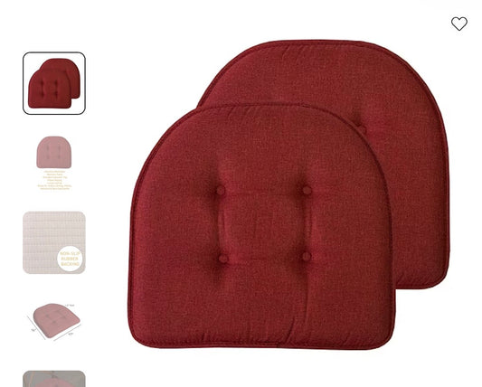 Sweet Home Collection™ Solid Color U Shaped Memory Foam 17" x 16" Chair Cushions - Wine
