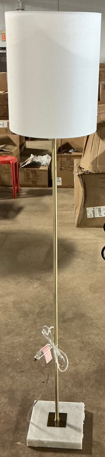 62” Floor Lamp With Square White Marble Base - Out of Box -  Minor Cosmetic Damage (see pictures) - FOR PICKUP ONLY