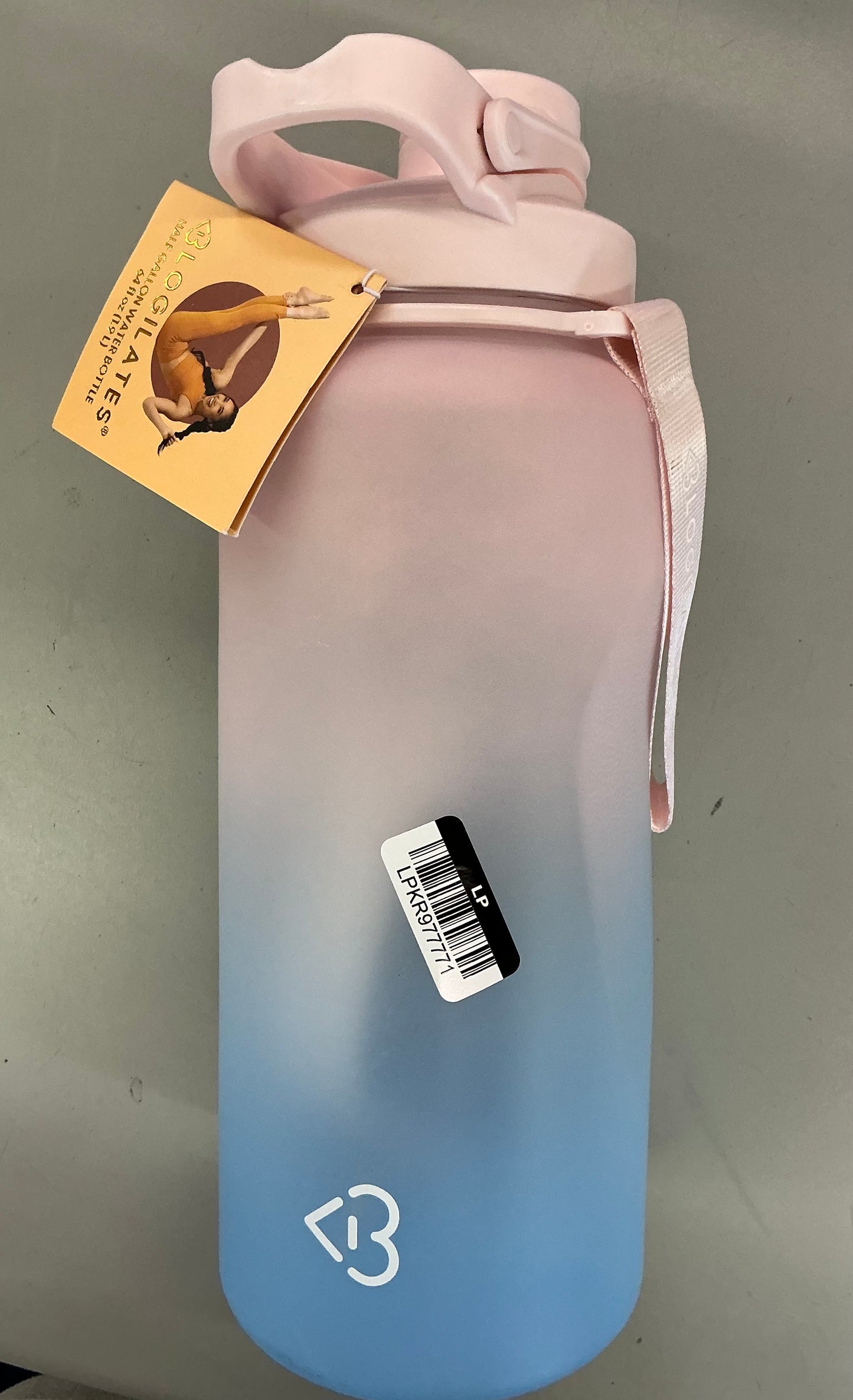 Blogilates 64oz Half Gallon Plastic Water Bottle - Blue Ombre: BPA-Free PETG, Portable Drinkware - Minor Cosmetic Damage Damage