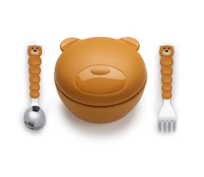 Melii - Silicone Animal Bowls with Lid and Utensils