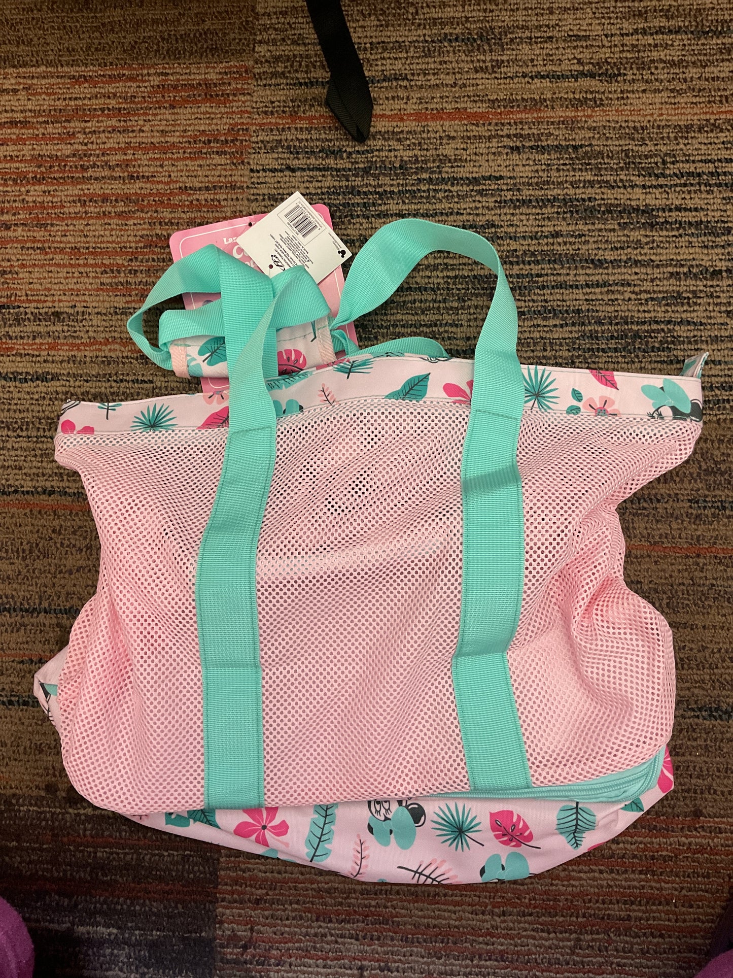 (Clearance )Pink and Green Mesh Cooler Tote