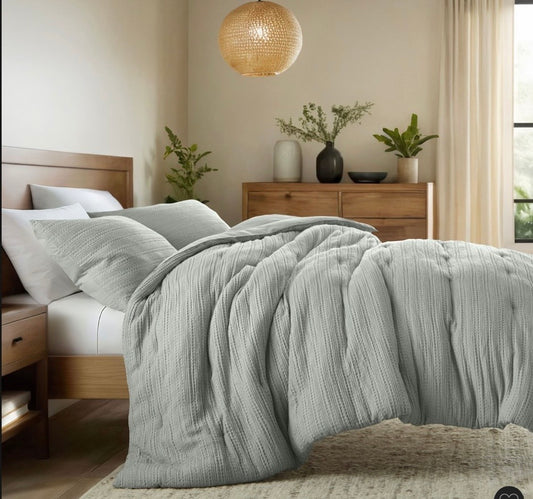 Waffle Textured Comforter Set All Season Down-Alternative
Ultra Soft Bedding