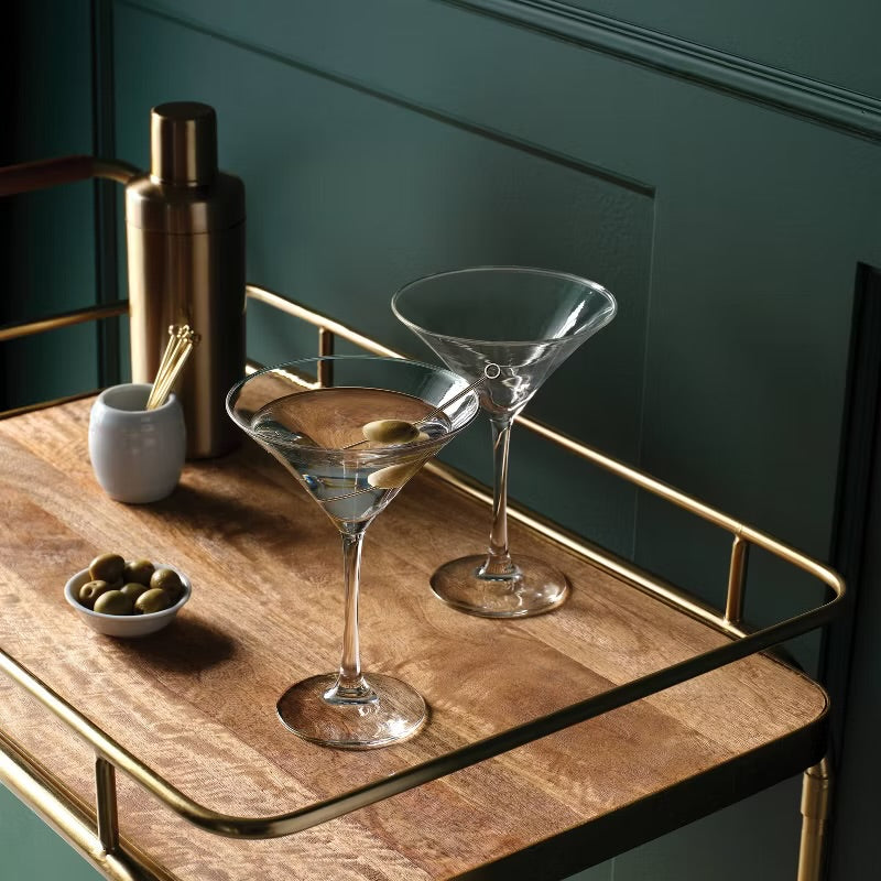 3Pk Entertaining Martini Cocktail Glass Set - Threshold™: Clear Glass, Dishwasher-Safe, 8oz Capacity, Set of 3 - Open Box - Missing 1 Glass (see pictures) - FOR PICKUP ONLY