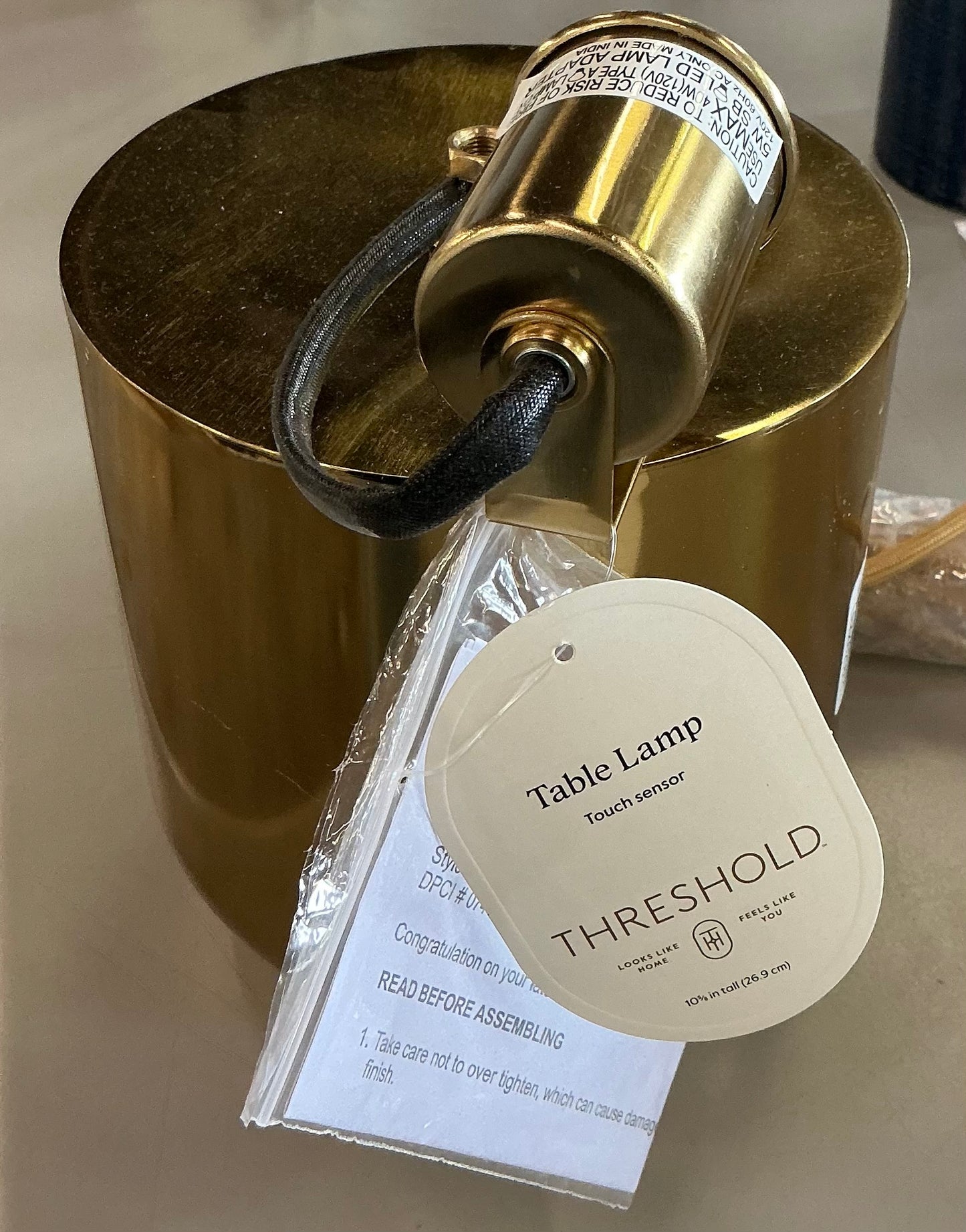 Touch Sensor Table Lamp - Brass - Threshold™ - Missing Top - Minor Cosmetic Damage - AS IS (see pictures)
