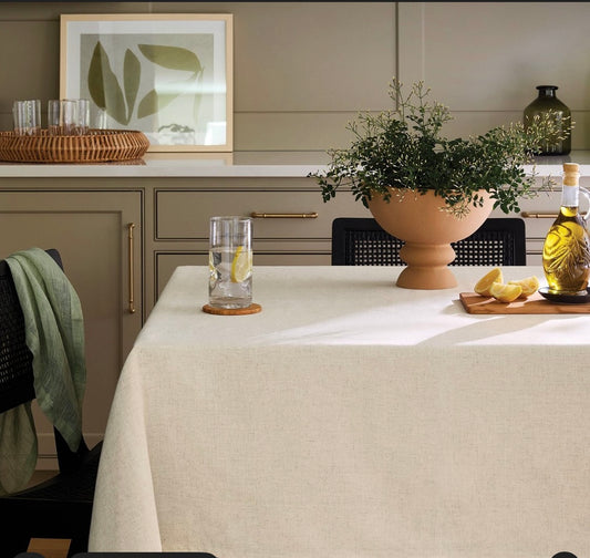 104"x60" Linen Blend Tablecloth Cream