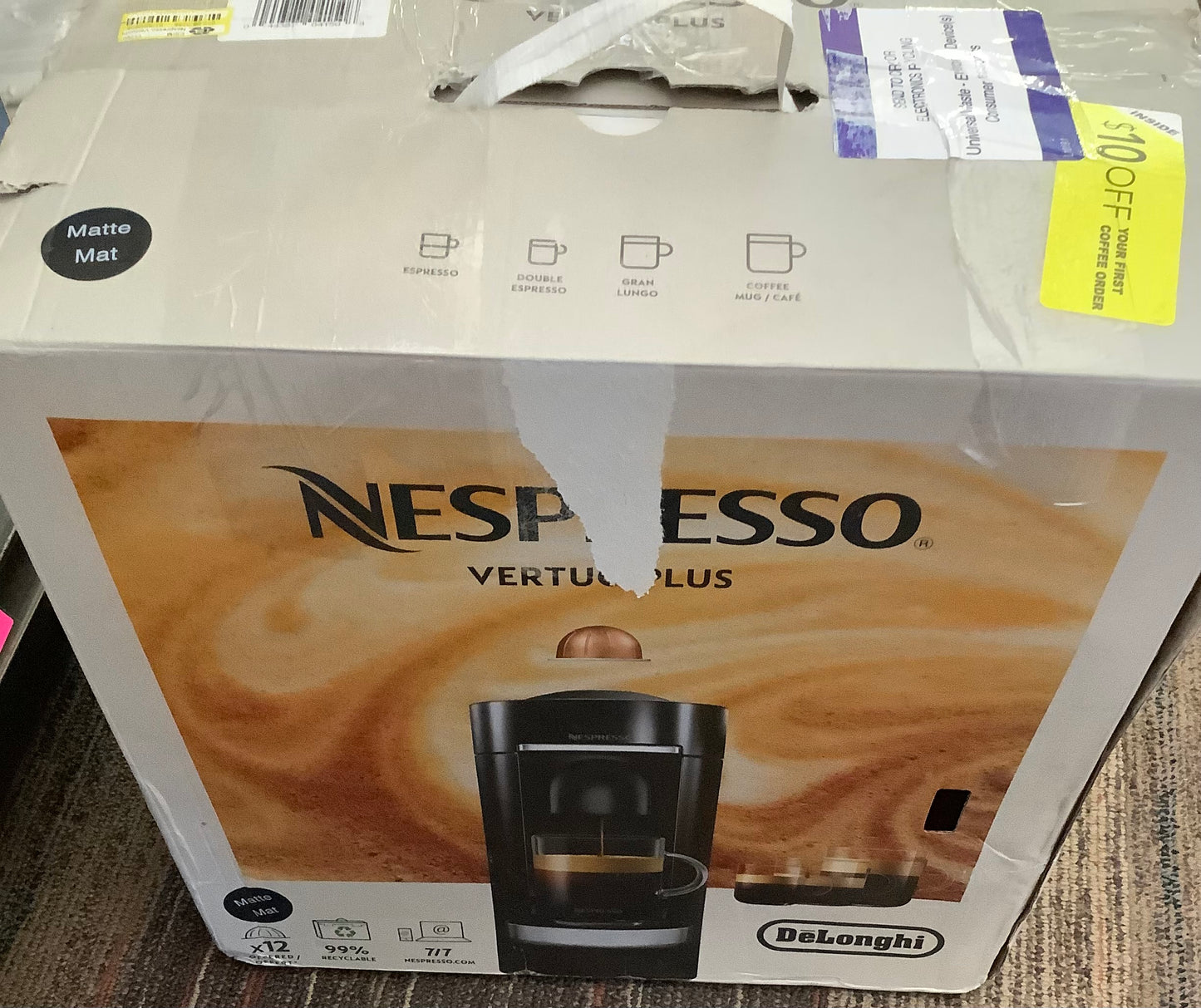(Clearance )Nespresso VertuoPlus Coffee Maker and Espresso Machine by DeLonghi Black Matte