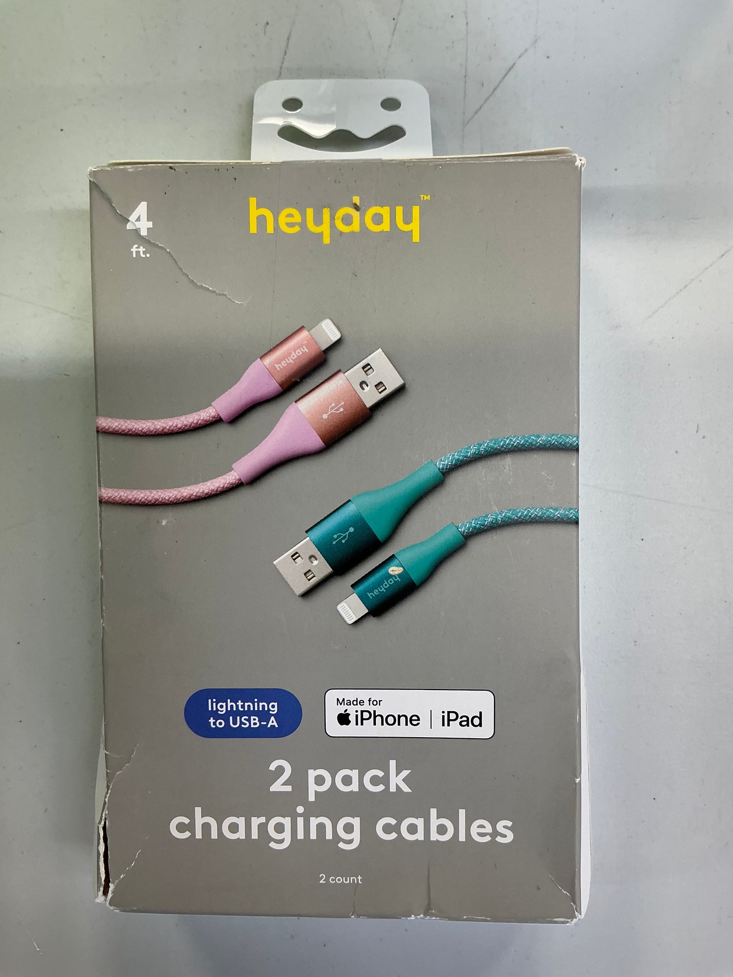 4ft USB-A to USB-Lightning Cable 2pk - Bright Lilac/Turquoise - OPEN BOX (see pictures)
