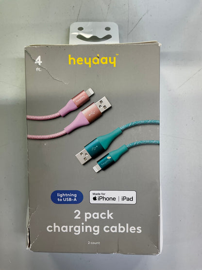 4ft USB-A to USB-Lightning Cable 2pk - Bright Lilac/Turquoise - OPEN BOX (see pictures)