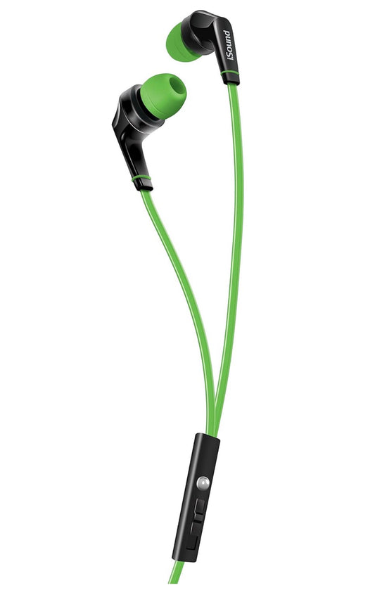 iSound DGHP-5715 ISOUND – EM 55 Earbuds, Tangle Free Flat Cable, In-ear Design That Blocks Outside Noise, Built-in Microphone, Volume Control Slider, Includes a sets of Silicone Tips(clearance)