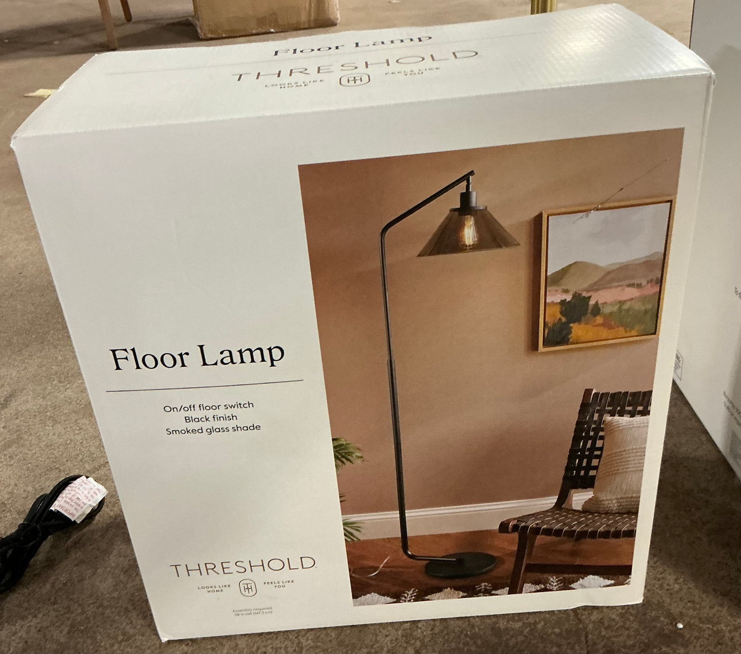 Smoked Glass Floor Lamp Black - FOR PICKUP ONLY