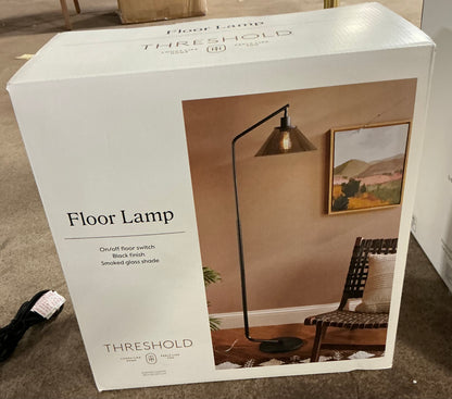 Smoked Glass Floor Lamp Black - FOR PICKUP ONLY