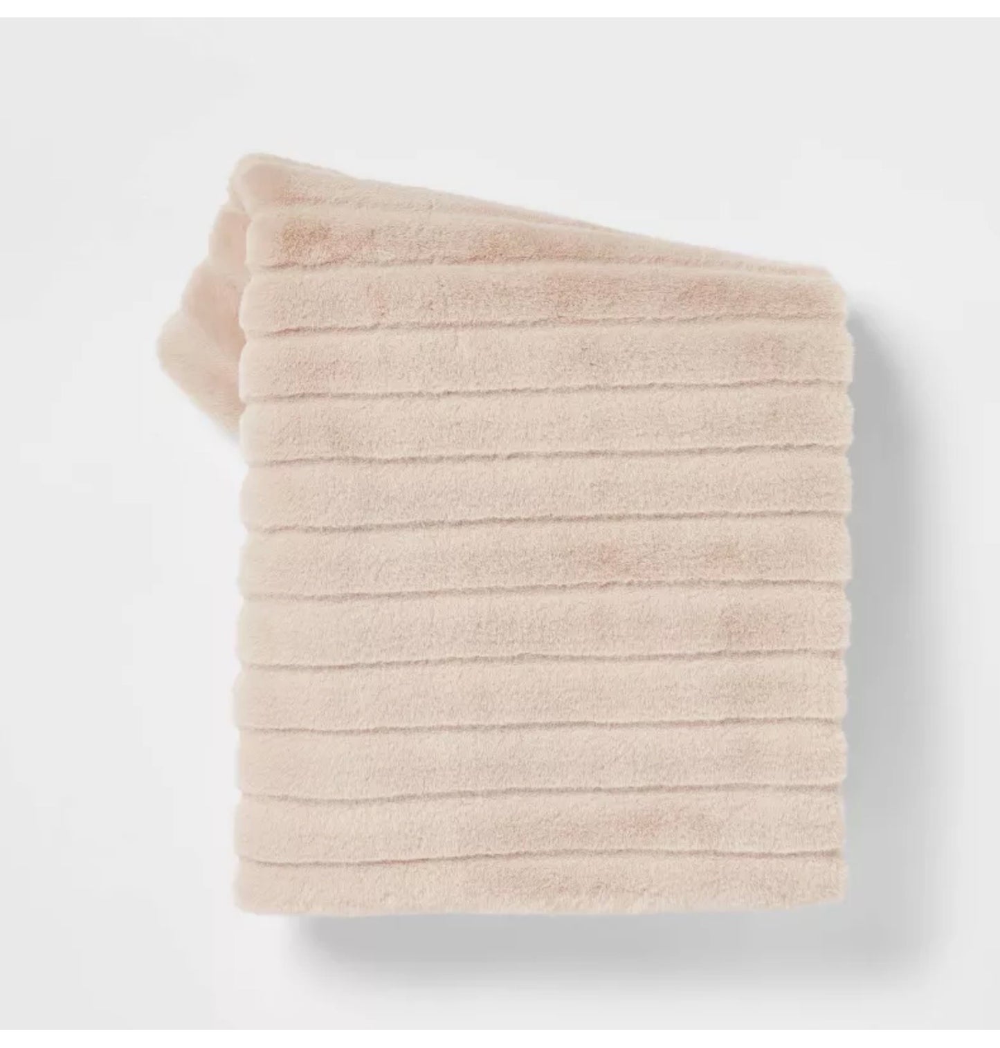Textured Faux Fur Reversible Throw Blanket - Neutral - 50”X60”