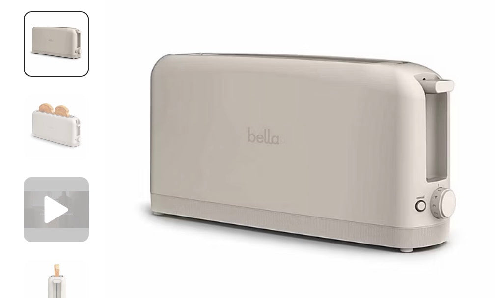 bella 2-Slice Slim Toaster, Fits-anywhere™ kitchenware - Open Box - Damaged Box (see pictures)